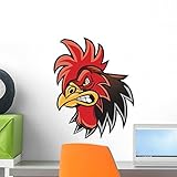 Angry Cartoon Rooster Wall Decal by Wallmonkeys Peel and Stick Graphic (18 in H x 14 in W) WM362911 