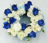 フラワーケーキ/ブルーローズ&ホワイトローズリースケーキ