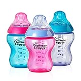 Tommee Tippee Closer to Nature Colour My World Feeding Bottles, Girl, 9 Ounce, 3 Pack