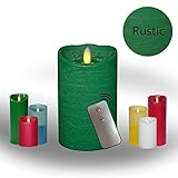 新しい。Aeon素朴な無香Moving Wick Flameless Wax Pillar Candle withタイマーとリモートコントロール – 最もリアルなSwaying Flame。安全、清潔