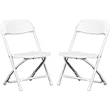 Flash Furniture 子供用ホワイトプラスチック折りたたみ椅子 2個パック
