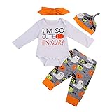 (ラランドリー) laraandlory ハロウィン 衣装 子供 赤ちゃん かぼちゃセット 長袖ロンパース＆ズボン＆帽子＆ヘアバンド (70/0-6ヶ月, オレンジ)