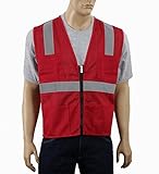 Safety Depot High Visibility Mesh Reflective Safety Vest With Zipper and Multiple Pockets MSD1000 Re