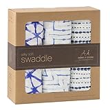 エイデンアンドアネイ おくるみ 3セット swaddling wrap ブランケット ギフト 出産祝い コットン (カラー：indigo) 9213 [並行輸入品]