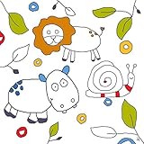 Green Leaf Art Lion Hippo and Snail Canvas Art [並行輸入品]