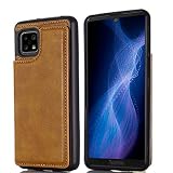 【Viesa】背面カード 手帳型ケース 互換性 AQUOS sense5G sense4 lite basic SH-41A SH-53A SHG03 対応 SHARP スマホ バックカバー ケース 手帳型 (ブラウン) 財布型 背面カバー きスタンド機能 背面型ケース 適用 シャープsh41a アクオスsh53a センス4 センス5g KHAKI