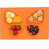 ベビー用バタフライプレースマット – シリコン製洗える幼児用プレースマット – 食べ散らかし防止 One Size オレンジ TN-1165858