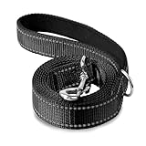 Kaiounni 犬リードハーネス トレーニング用 犬リード 肩掛け 犬リード 小型犬 中型犬 大型犬 リード 伸縮リード ブラック ナイロン製 パッド入りハンドル 反射素材 丈夫で安全なリード（1.8m、ブラック）