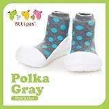 アティパス attipas ベビーシューズ ポルカドット グレイ Sサイズ（10.8cm）