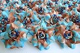 ( 50 )シルクソフトブルーブラウンバラフラワーヘッド – 1.75 " – 人工花ヘッドファブリック花柄Supplies卸売ロットのウェディング花アクセサリーにブライダルヘアクリップヘッドバンドド