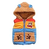 Cutelove　ベスト　ジャケット　フード付き アウターウェア　袖無し　ベルベット　コットン　綿　男の子　ボーイズ　女の子　ガールズ　ベビー　赤ちゃん　幼児　春　秋　冬　保温　防寒　クマ　可愛い　カ
