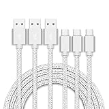 USB Type C ケーブル【3本セット 1m+1m+1m】急速充電 USB-A to USB-C ケーブル ナイロン編み 高速データ転送 タイプc 充電ケーブル iPhone16 iPhone15 Pro Max Plus Xperia Galaxy AQUOS Pixel Arrows Huawei Macbook Pro その他Type-C全機種対応（シルバー）
