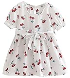 Plus Nao(プラスナオ) ワンピース 子供服 女の子 ガールズ キッズ 夏 半袖 Aライン さくらんぼ チェリー ホワイト お出かけ 90cm 100m 110c ホワイト 130