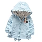 ハクチョウ（hakucho)キッズ 子供女の子ジャケット ベビー 子供服 コートアウターウエア フード付き 春秋　通園/通学　可愛い (120cm, ブルー)