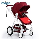 Mige 高い景観ベビーカー, 幼児乳母車, あなたが座ったりうそことができます, 空気圧ホイール, SGS/TUV/CCC認証 (RED)