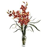 CymbidiumシルクFlower Arrangement 7.5" x 9" x 30" レッド 1183-BG