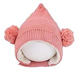 ピンクかわいい冬ベビー帽子耳保護キャップベルベット内側
