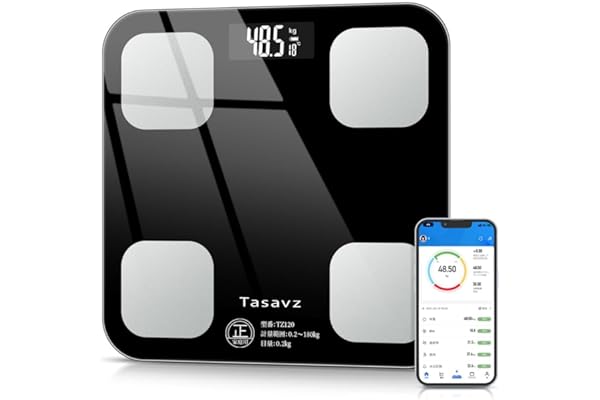 【2026新登場】体重計 体脂肪計 体組成計 Bluetooth スマホ連動 ヘルスメーター 高精度 軽量 収納 ボディスケール 多機能測定 体重 体脂肪率 筋肉率 体水分率 BMI など測定 iOS/Android対応 日本語取扱説明書 (ブラック)