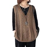 [Nestkanina] ニットベスト レディース ベスト 薄手 ゆったり 大きいサイズ アウター Vネック チョッキ トップス KNT011 (ブラウン)