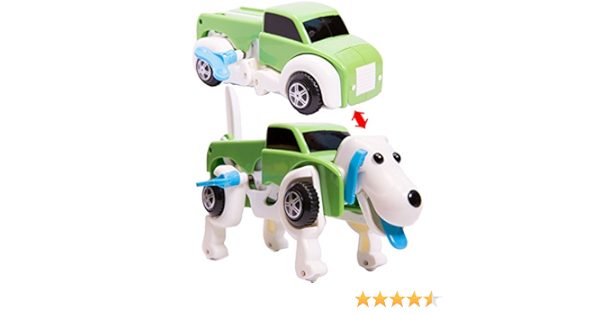 Amazon 変形 車 シリーズ 変形 おもちゃ 走っている途中 車が犬に変形するおもちゃ 犬 トイカー ゼンマイ式 グリーン ロボット 子ども向けフィギュア おもちゃ