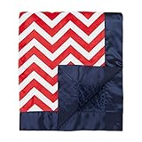 マイBlankeeシェブロンMinkyレッド/ホワイトMinkyドットネイビーベビー毛布/ワット、30 "×35"