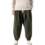 [YIMANIE] サルエルパンツ ワイドパンツ メンズ アラジンパンツ 春 夏 秋 冬 ゆったり ビッグシルエット 薄手 厚手 ゆるゆる 無地 ロング丈 オーバーサイズ ゴム紐付き 大きいサイズ ルームウェア