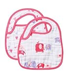 Angel Dear Muslin Bib Set, Pink Elephant, 2 Count by Angel Dear [並行輸入品]