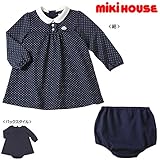 [ミキハウス] MIKIHOUSE ブルマ付き白襟ドット天竺ワンピース （80cm・90cm） 11-1903-955 紺 90cm