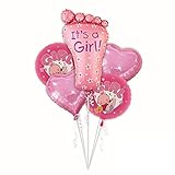 boieo Its A Girlベビーシャワーデコレーション足Shaped Foil Balloons for Baby Shower Girl – 31インチのセット5
