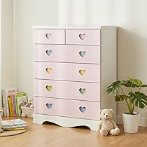 子供用タンス　キッズ　ハート型取っ手の木製チェスト 8引き出し　ヴィンテージ Amazon.co.jp: アルファタカバ ポップハート 幅75cm5段タイプ