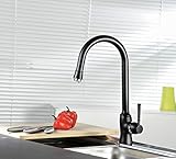 Aquafaucetブラックキッチンシンク蛇口回転注ぎ口シングルハンドル濡れバーシンク蛇口