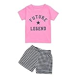 ファッションかわいい新生児キッズガールズボーイズ幸運な太陽Oネックの服のレターの半袖Tシャツトップス+ショートパンツセットコットンブレンド素材のスーツ0~24ヶ月の赤ちゃん (12M, ピンク)