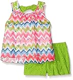 Little Lass Little Girls' 2 Piece Short Set Chevron Tank Lime 4 [並行輸入品]