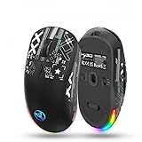 充電式 ゲーミングマウス T90 ワイヤレス メカニカルマウス 無線 Bluetooth マウス2.4G USB接続 3モード接続可能 小型 軽量 5つのDPI調整 ６つのRGB照明 左右対称 人間工学 オフィス ゲーム 650mAH 101g 軽量 黒