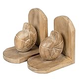 Nautilus Shell Design Hand Carved Acacia Hardwood Decorative Bookends [並行輸入品]