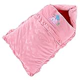 エルフ ベビー(Fairy Baby)新生児フード付きおくるみ 掛け布団 秋冬用 あったか 可愛いクマ刺繍 ピンク