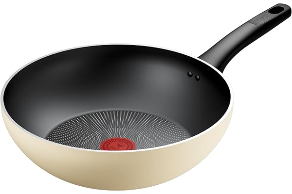 【オンライン限定】 ティファール 炒め鍋 28cm 深型 中華鍋 IH ガス火対応 PFOAなどの有害物質不使用 こびりつきにくさ長持ち 「IHチタン･エクセレンス バニラベージュ ウォックパン」 ベージュ G18219