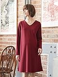 Angeliebe エンジェリーベ マタニティ ワンピース 授乳口付き Vネック Aライン ワンピ 妊婦服 産前 産後 長袖 M ～ L ボルドー 22074 22074302