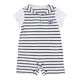 (チャックル) chuckle *ボンシュシュ*ボーダーショート丈半袖カバーオール ネイビー 60cm P2528-60-32