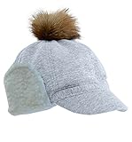 Plus Nao(プラスナオ) フリース耳あて帽子 キッズ キャップ 女の子 男の子 ジュニアサイズ キャップ 子供用 お洒落 防寒 オシャレ キッズ帽 - グレー