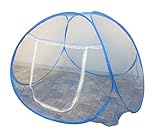 蚊帳 ベビー蚊帳 ワンタッチ折り畳み式 持ち運びに便利 底付き テントタイプ 片側開閉 ベビーベッドに収まるサイズ アウトドアにも (青)
