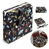 Sumnacon 食事 クッション こども 座布団 椅子用 クッション こども 高さ調節 チェアクッション 子供 動物の柄 ひも付き(ブラック)