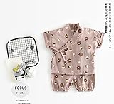 SARIA 新発売 ベビー服　肌着 柔らかい浴衣　和尚服　ロンパース　和装フォーマル　上下セット カバーオール 赤ちゃん　新生児　服　 (90＃, 半袖ピンク)