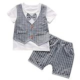 La vestmon　ベビー服 赤ちゃんの夏着物 半袖シャツ＋パンツ 紳士服ベスト 2点セット 柔らかい 一歳及び以上 ギフト 出産祝い