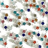 Craft Tamago 【約100粒】ビジュー コネクター 台座シルバー カラーアソート ガラス製 4mm