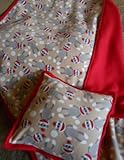 Fleece Sock Monkey Baby Crib or Lap Blanket and Pillow Case Set by Blue Skies Plus