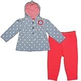 カーターズ（Carter's）【グレーパーカーセット】女の子グレーxホワイトドット柄レッド花デコ付きパーカージャケット&レッドコーデパンツ上下2点セット 3months 3ヶ月用　60cm 出産祝いギ