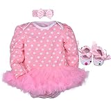 せんべいまんじゅう　ベビー　長袖　ロンパース　スカート　ボディースーツ　子供　綿　３点セット服　ハロウィーン　クリスマス　服　ベビーシューズ　髪飾り　0－12M　ベビー　服