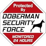 DOBERMAN SECURITY FORCE サインボード：ドーベルマン ２４時間監視中 セキュリティ 英語 看板 MADE IN U.S.A [並行輸入品]