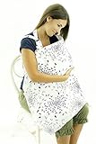 Nursing Cover - Breathable Cotton Breastfeeding Apron - White Birds Design - Baby Feeding by Now Bor